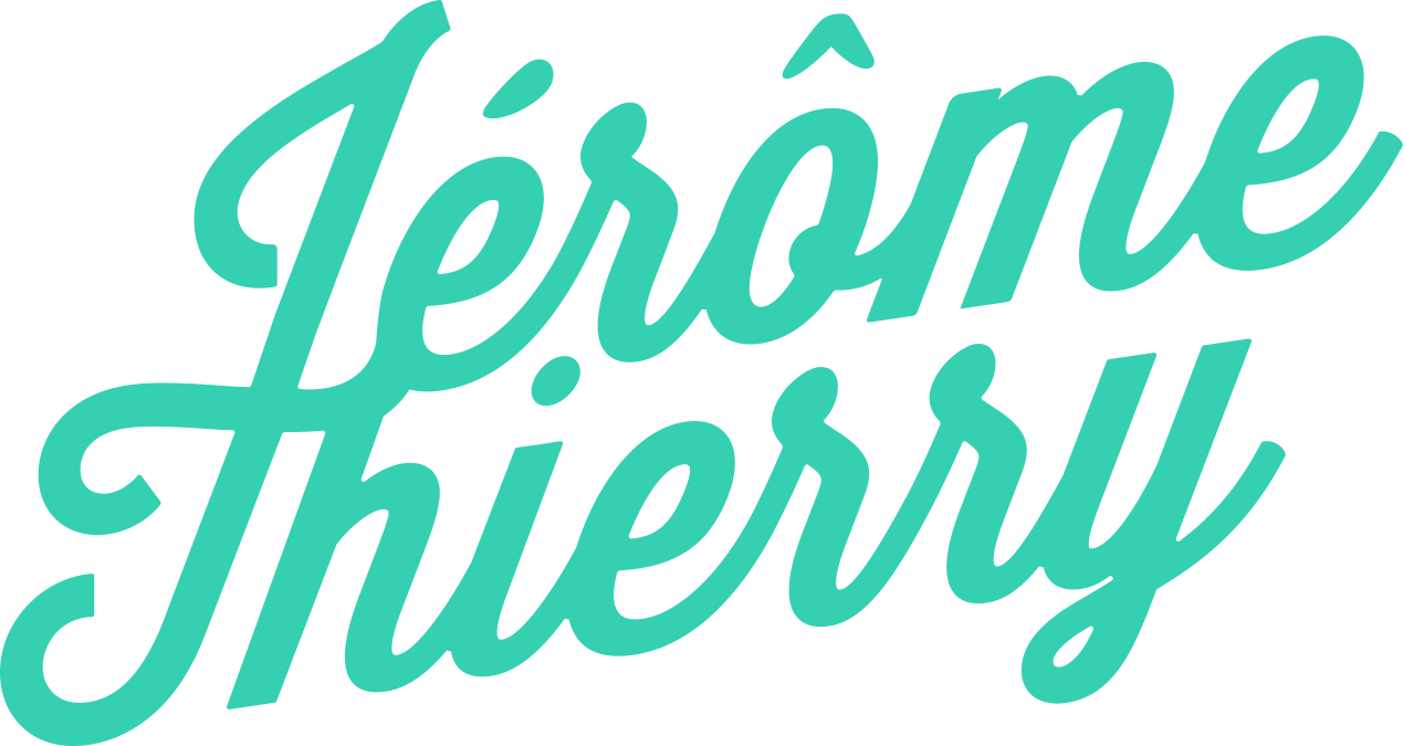 Logo Jérôme Thierry Seafoam Green sur fond Encre